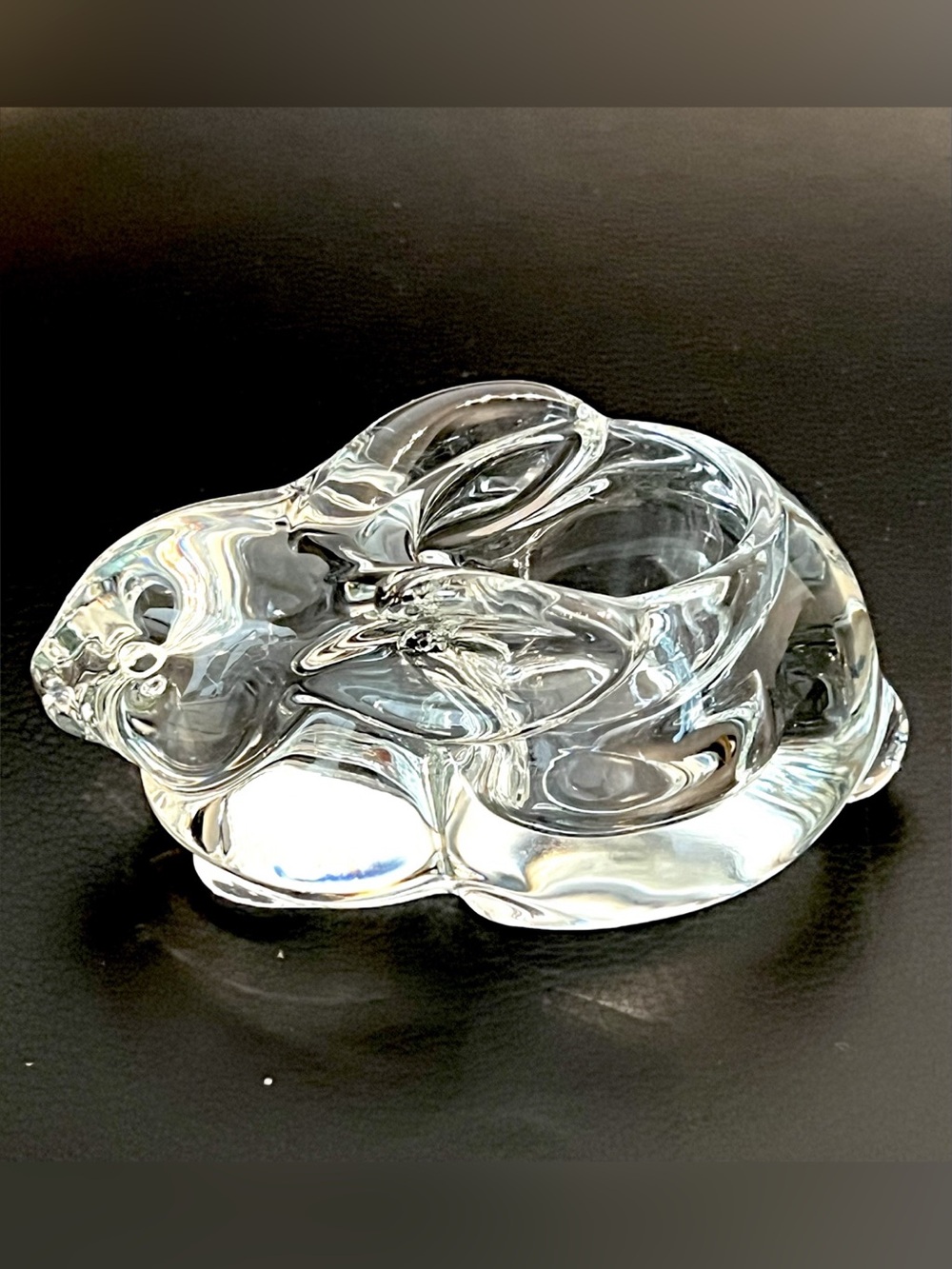 VTG Indiana Glass Crystal Bunny Rabbit Votive Tealight Candle Holder Paperweight